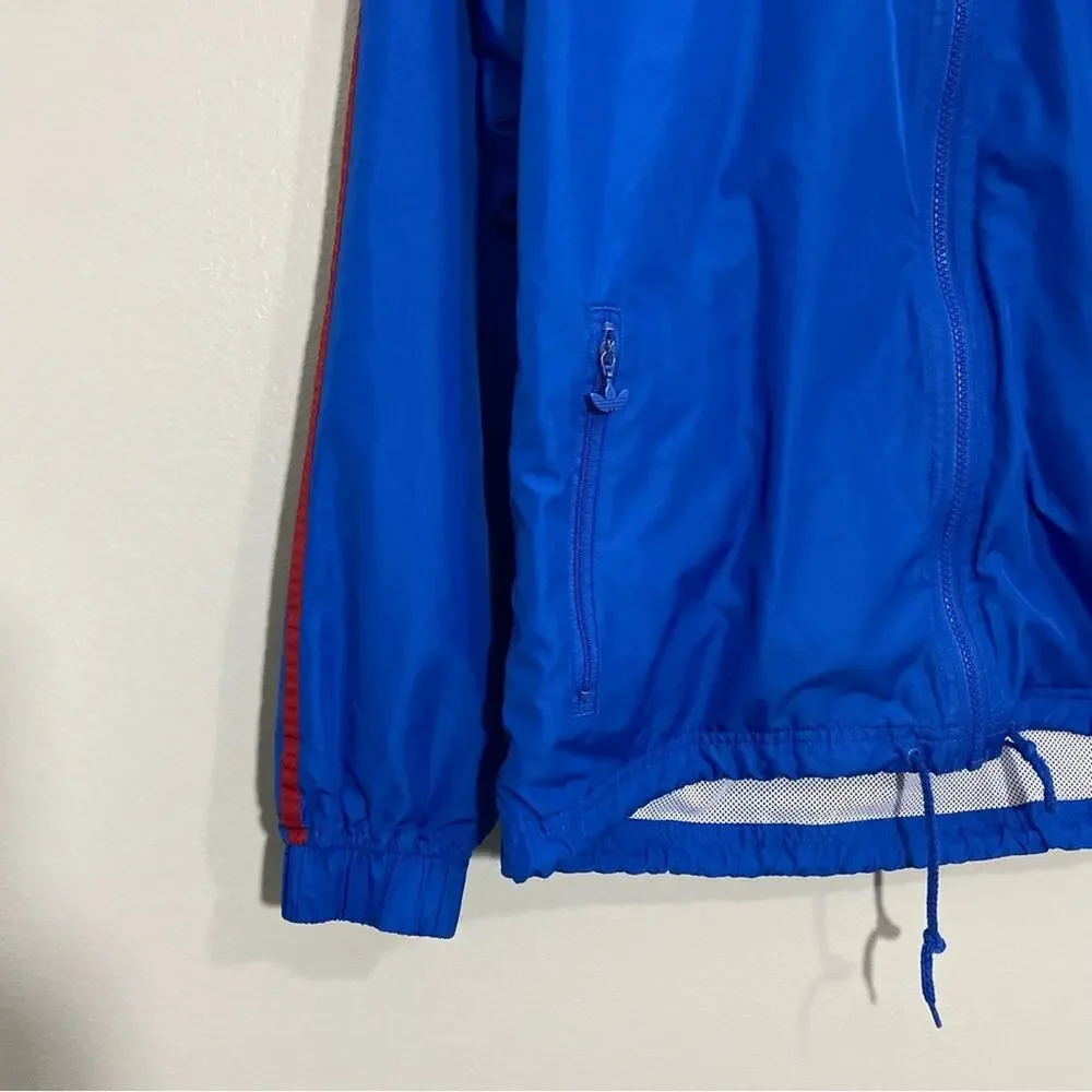 Adidas Blue Red Stripe Windbreaker Zip Up Jacket Retro